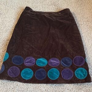 Boden A-Line Skirt with Teal and Violet Circles